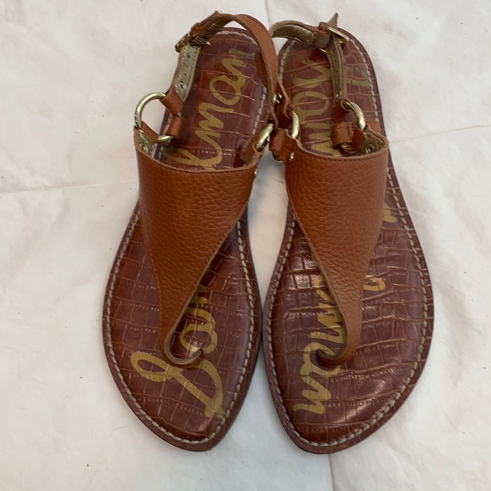 Sam Edelman Greta Thong Brown Leather Sandals